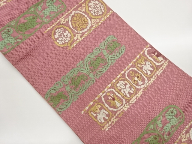 JAPANESE KIMONO / NAGOYA OBI / CHIKUZEN HAKATA / WOVEN ABSTRACT ANIMAL